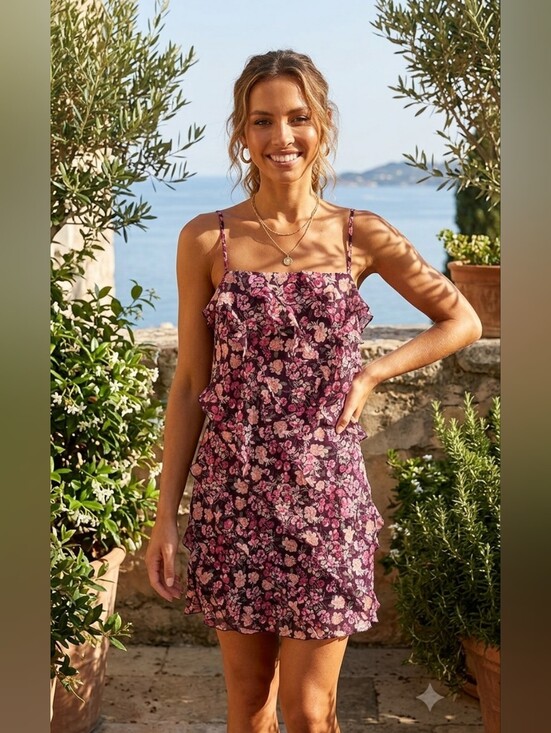 B Darlin Dresses & Skirts - B Darlin Women's Black Pink Floral Mini Ruffle Layered Dress Size 7 & 13 NWT